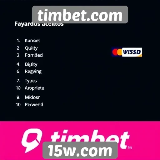 Métodos de pagamento aceitos no timbet.com